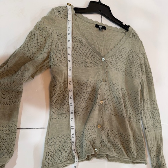 Frye Womens Pointelle Knit Scalloped Cardigan Sweater Beige Size M 100% cotton - Picture 7 of 12